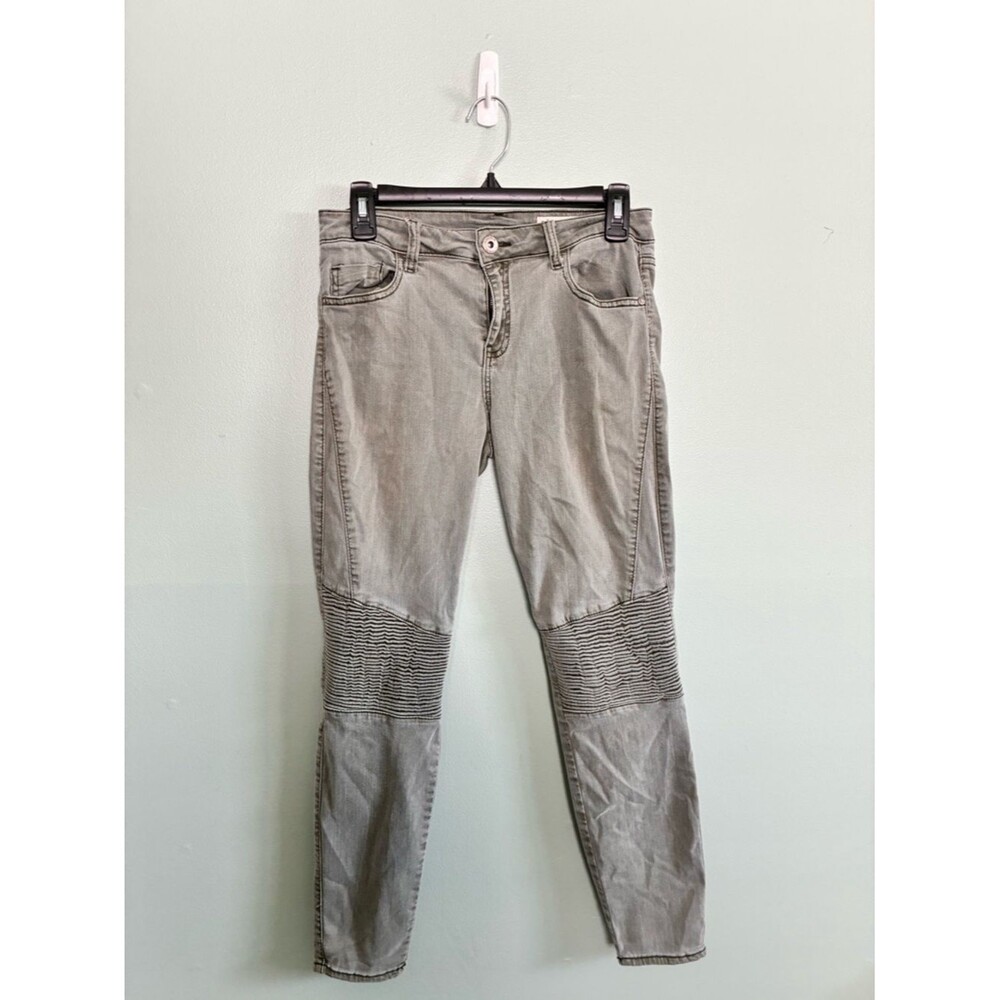 Pistola Womens Audrey Moto Skinny Jeans Ribbed Knee Grey Sage Mid Rise Size 28